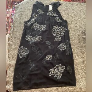 White House Black Market Sequined Floral Bow Dress
